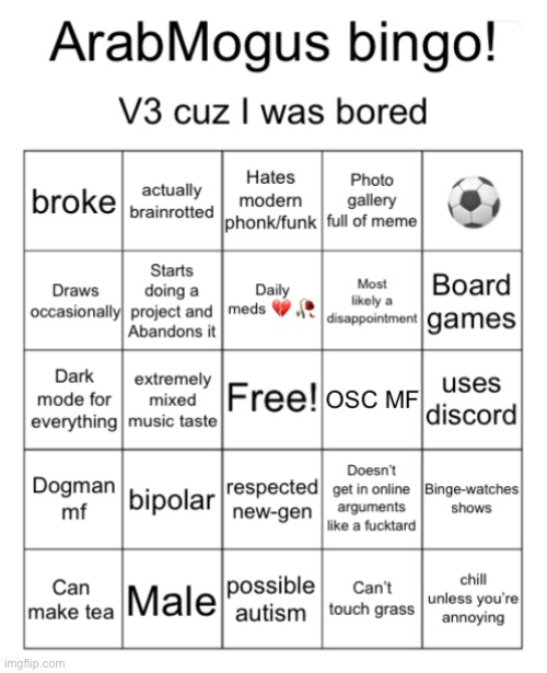 ArabMogus bingo V3 | image tagged in arabmogus bingo v3 | made w/ Imgflip meme maker