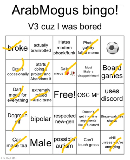 ArabMogus bingo V3 | image tagged in arabmogus bingo v3 | made w/ Imgflip meme maker