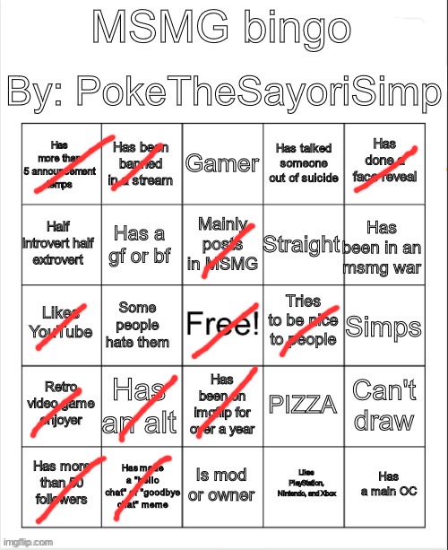 MSMG bingo by poke | image tagged in msmg bingo by poke | made w/ Imgflip meme maker