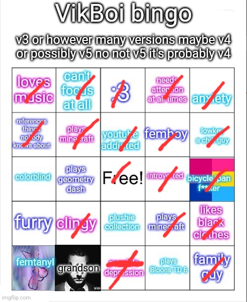 Vik bingo | image tagged in vik bingo | made w/ Imgflip meme maker