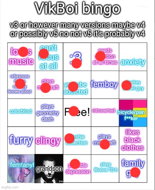 Vik bingo | image tagged in vik bingo | made w/ Imgflip meme maker