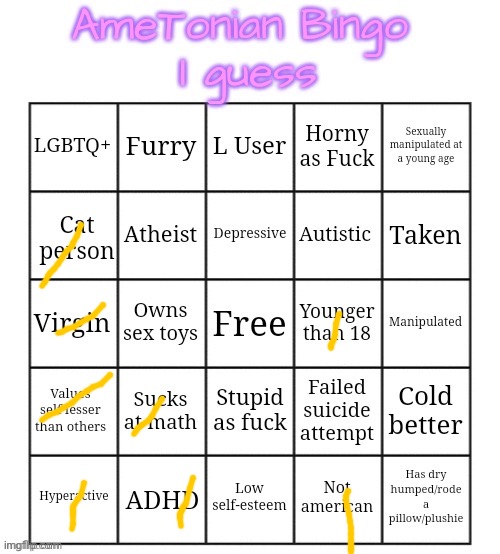 AmeTonian Bingo | image tagged in ametonian bingo | made w/ Imgflip meme maker