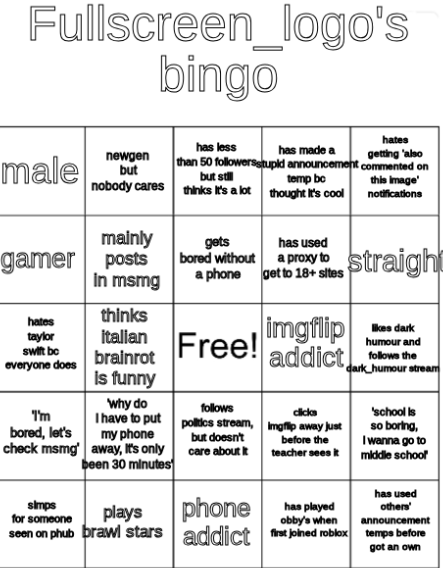 fullscreen_logo's bingo Blank Meme Template