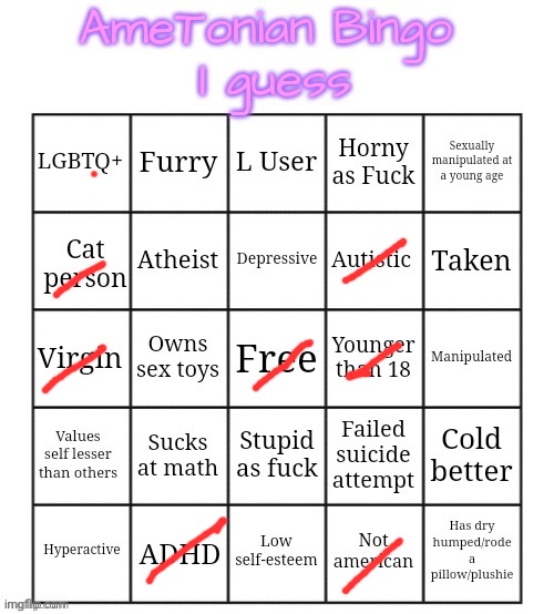 AmeTonian Bingo | image tagged in ametonian bingo | made w/ Imgflip meme maker