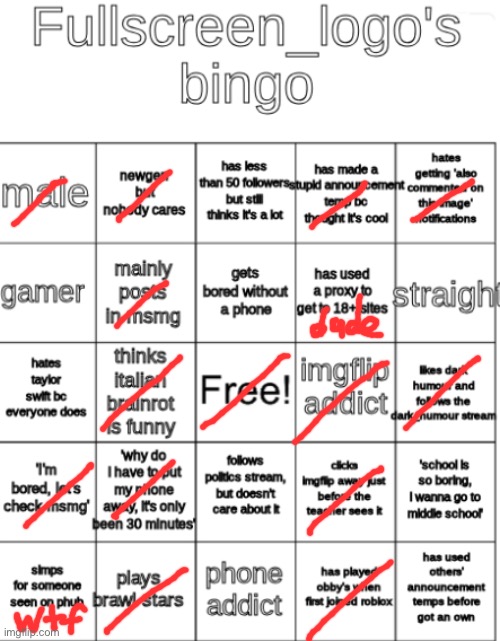 fullscreen_logo's bingo | image tagged in fullscreen_logo's bingo | made w/ Imgflip meme maker