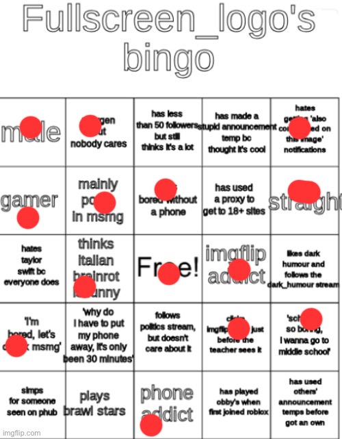 fullscreen_logo's bingo | image tagged in fullscreen_logo's bingo | made w/ Imgflip meme maker