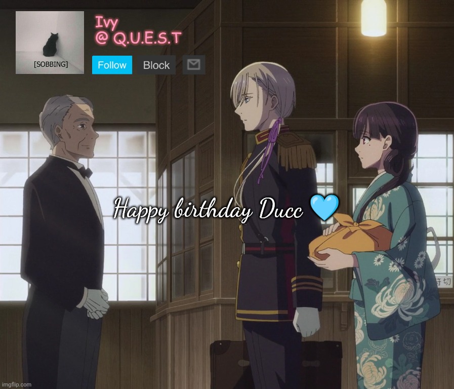 . | Happy birthday Ducc 🩵 | image tagged in ivy announcement template v2 | made w/ Imgflip meme maker
