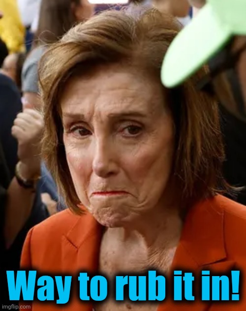 pelosi cry | Way to rub it in! | image tagged in pelosi cry | made w/ Imgflip meme maker