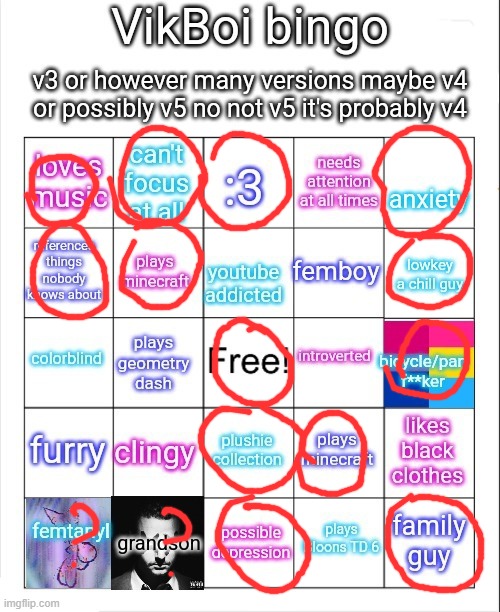 Vik bingo | image tagged in vik bingo | made w/ Imgflip meme maker