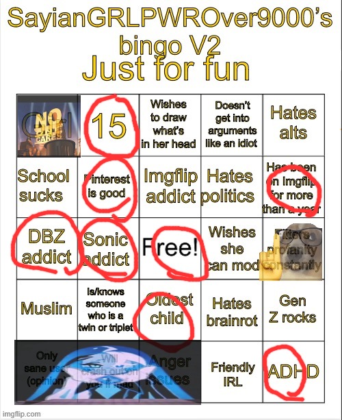 SayianGRLPWROver9000’s bingo V2 | image tagged in sayiangrlpwrover9000 s bingo v2 | made w/ Imgflip meme maker