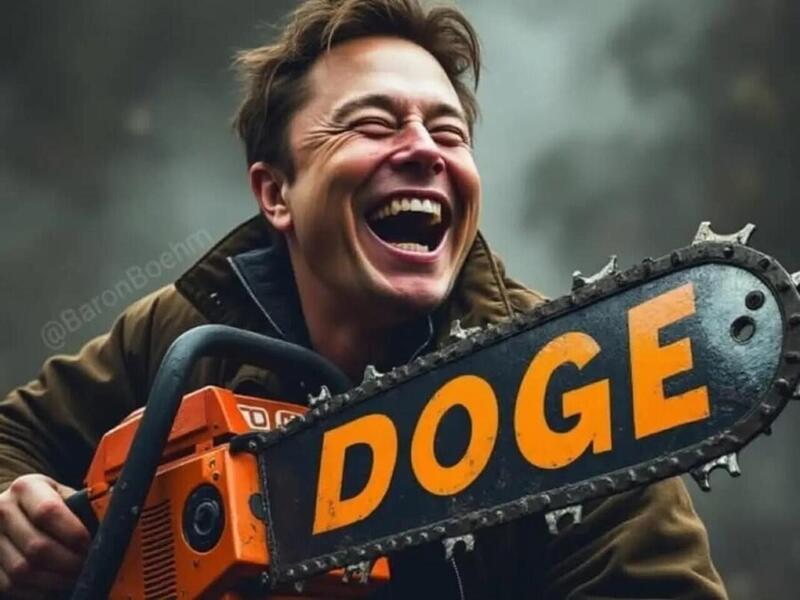 Happy Elon with Chainsaw Blank Meme Template