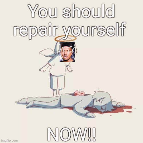 Before its too late | You should repair yourself; NOW!! | image tagged in avogado6 depression,suicide,you should kill yourself now,help | made w/ Imgflip meme maker