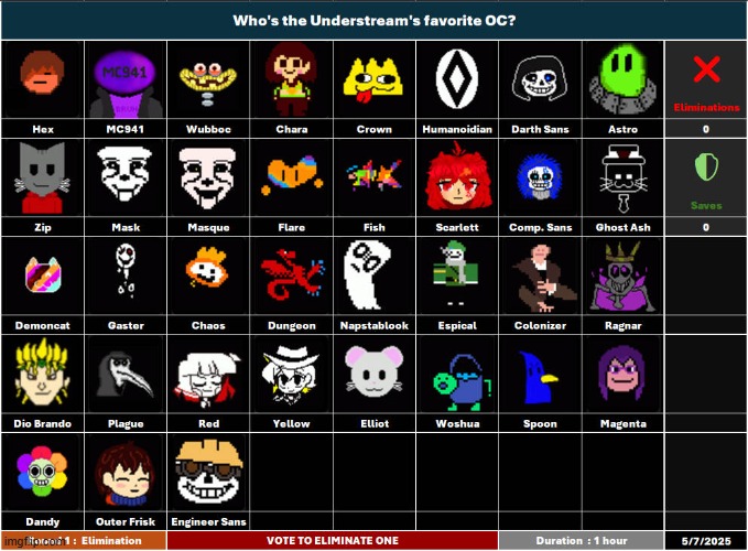 OC Vote Round 1 | image tagged in undertale,ocs,round | made w/ Imgflip meme maker
