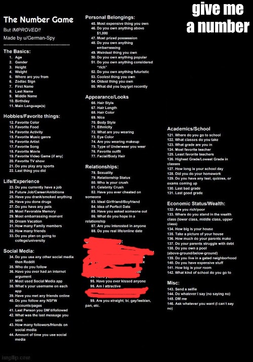 Give | give me a number | made w/ Imgflip meme maker