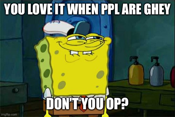 Don't You Squidward Meme | YOU LOVE IT WHEN PPL ARE GHEY DON’T YOU OP? | image tagged in memes,don't you squidward | made w/ Imgflip meme maker
