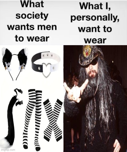 Rob zombie has drip ngl | image tagged in what society wants men to wear vs me,drip,shitpost,memes | made w/ Imgflip meme maker