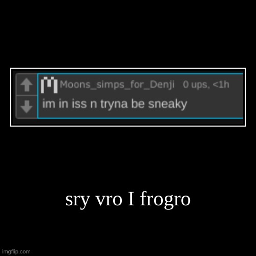 sry vro I frogro | | image tagged in funny,demotivationals | made w/ Imgflip demotivational maker
