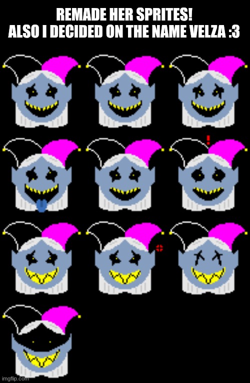 REMADE HER SPRITES!
ALSO I DECIDED ON THE NAME VELZA :3 | made w/ Imgflip meme maker