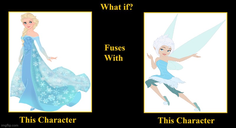 Elsa Fuses With Periwinkle (Frosty Freeze Sisters) | image tagged in blank fusion meme,frozen,tinkerbell,disney fairies,periwinkle,frost | made w/ Imgflip meme maker
