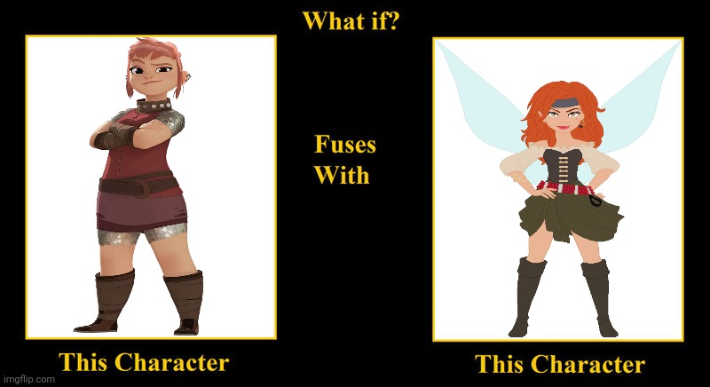 Nimona Fuses With Zarina | image tagged in what if fuses,zarina,tinkerbell,pirate fairy,nimona,redhead | made w/ Imgflip meme maker