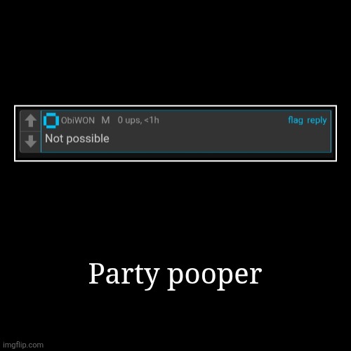 Party pooper | | image tagged in funny,demotivationals | made w/ Imgflip demotivational maker