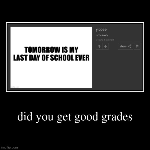 did you get good grades | | image tagged in funny,demotivationals | made w/ Imgflip demotivational maker