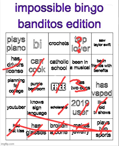 banditos impossible bingo 3 | image tagged in banditos impossible bingo 3 | made w/ Imgflip meme maker