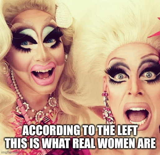 Surprised Drag Queens | ACCORDING TO THE LEFT
THIS IS WHAT REAL WOMEN ARE | image tagged in surprised drag queens | made w/ Imgflip meme maker
