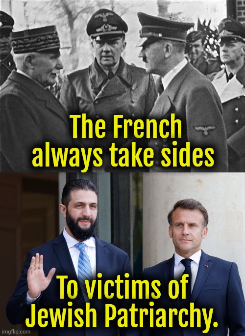 Poor National Socialists oppressed by Evil Jews. | The French always take sides; To victims of Jewish Patriarchy. | image tagged in france,islam,nazis,liberals,liberal logic,islamic terrorism | made w/ Imgflip meme maker