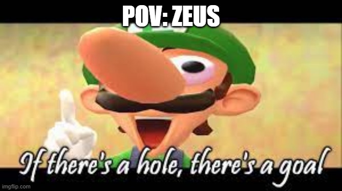 SMG4 If there's a hole, there's a goal | POV: ZEUS | image tagged in smg4 if there's a hole there's a goal | made w/ Imgflip meme maker