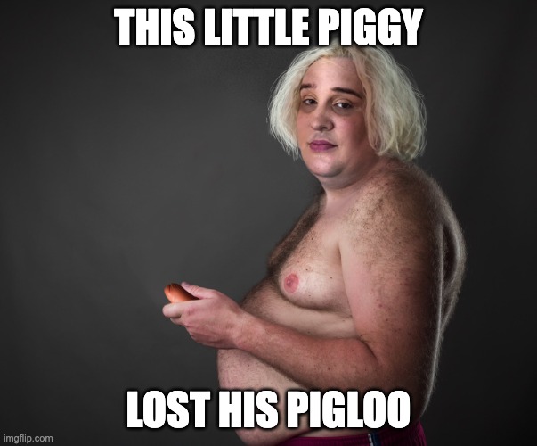 JJYS Wiener | THIS LITTLE PIGGY; LOST HIS PIGLOO | image tagged in jjys wiener | made w/ Imgflip meme maker