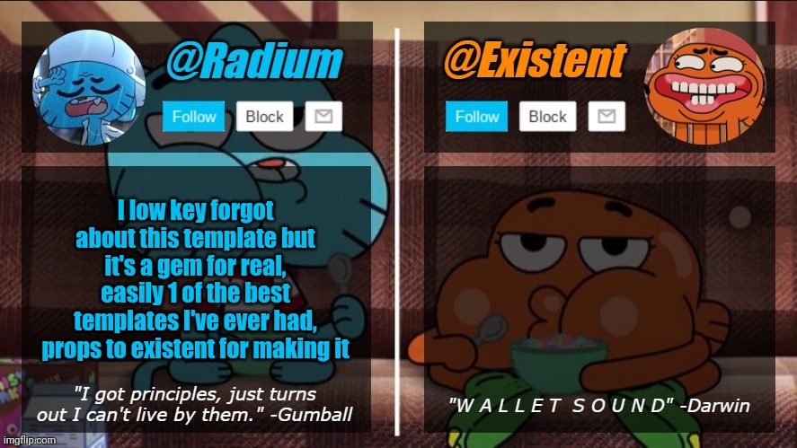 radium existent announcement temp | I low key forgot about this template but it's a gem for real, easily 1 of the best templates I've ever had, props to existent for making it | image tagged in radium existent announcement temp | made w/ Imgflip meme maker