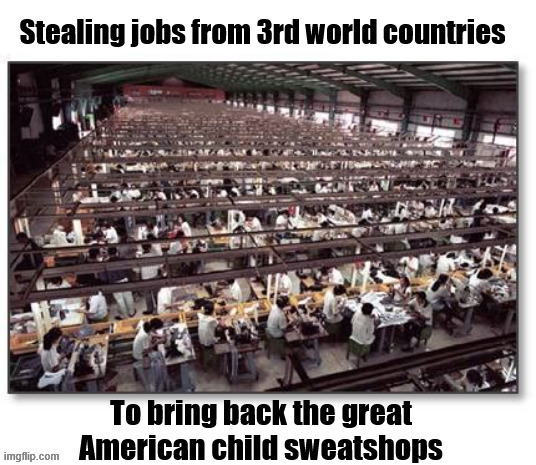 Making America a 3rd world shithole again | image tagged in making america a 3rd world shithole again,slave labor,get to work kids,defeating china,maga money,slaves again | made w/ Imgflip meme maker