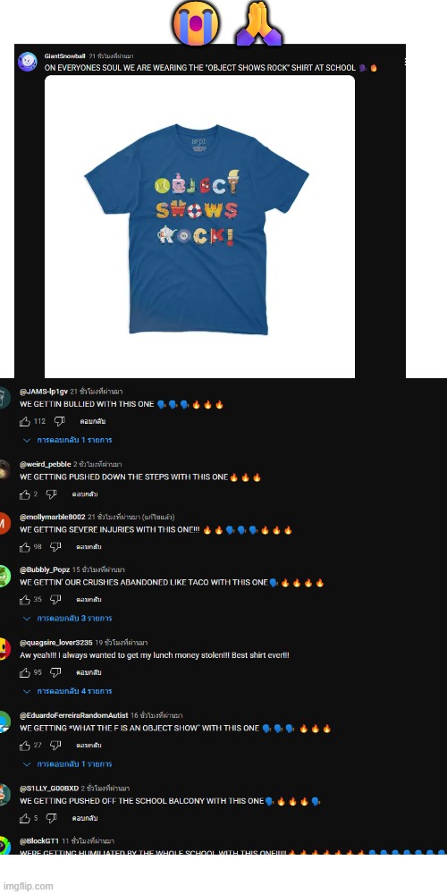 wth is this comment section ? | 😭🙏 | image tagged in memes,youtube comments,object shows | made w/ Imgflip meme maker