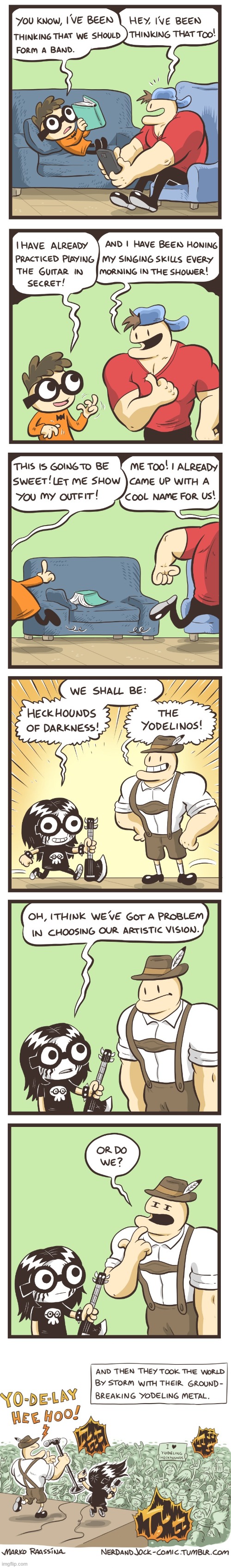 image tagged in nerd,jock,band,goth,yodeling,concert | made w/ Imgflip meme maker