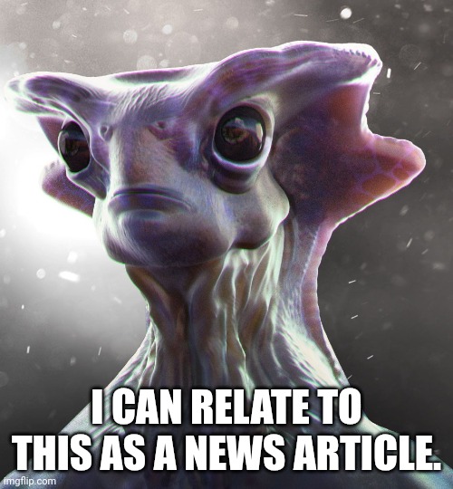 Alien face | I CAN RELATE TO THIS AS A NEWS ARTICLE. | image tagged in alien face | made w/ Imgflip meme maker