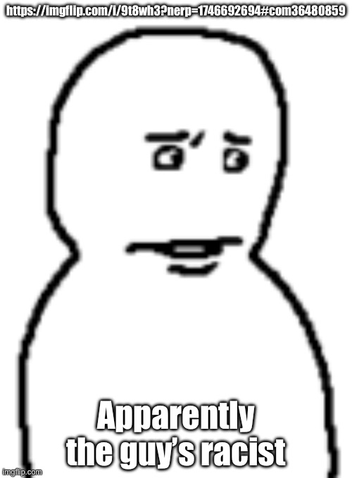 Bro… | https://imgflip.com/i/9t8wh3?nerp=1746692694#com36480859; Apparently the guy’s racist | image tagged in bro | made w/ Imgflip meme maker