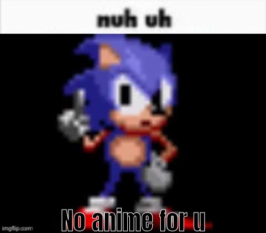 CD Sonic Nuh Uh | No anime for u | image tagged in cd sonic nuh uh | made w/ Imgflip meme maker