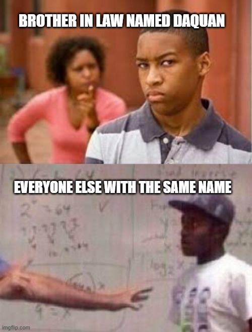 Tragedeigh moment | BROTHER IN LAW NAMED DAQUAN; EVERYONE ELSE WITH THE SAME NAME | image tagged in yes daquan,funny names | made w/ Imgflip meme maker