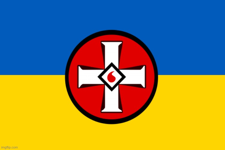 UKKKraine (made for comedic purposes only, not promoting a conspiracy or hating it's culture or civilians) | image tagged in ukraine flag,kkk,ku klux klan,ukraine,dark humor,funny | made w/ Imgflip meme maker