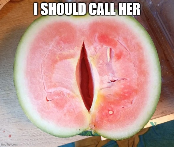 Stupid Sexy Watermelon | I SHOULD CALL HER | image tagged in sex jokes | made w/ Imgflip meme maker