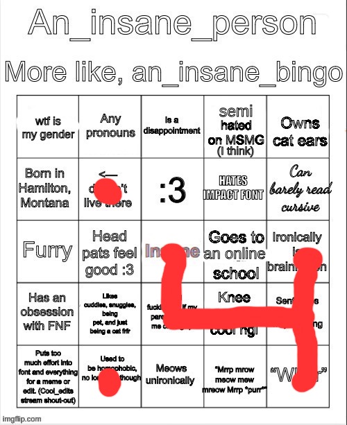 idk whats with yalls kink to being treated like a pet when i could just animal abu- | image tagged in an insane bingo april 2025 | made w/ Imgflip meme maker
