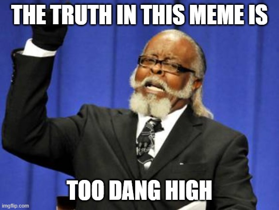 Too Damn High Meme | THE TRUTH IN THIS MEME IS TOO DANG HIGH | image tagged in memes,too damn high | made w/ Imgflip meme maker