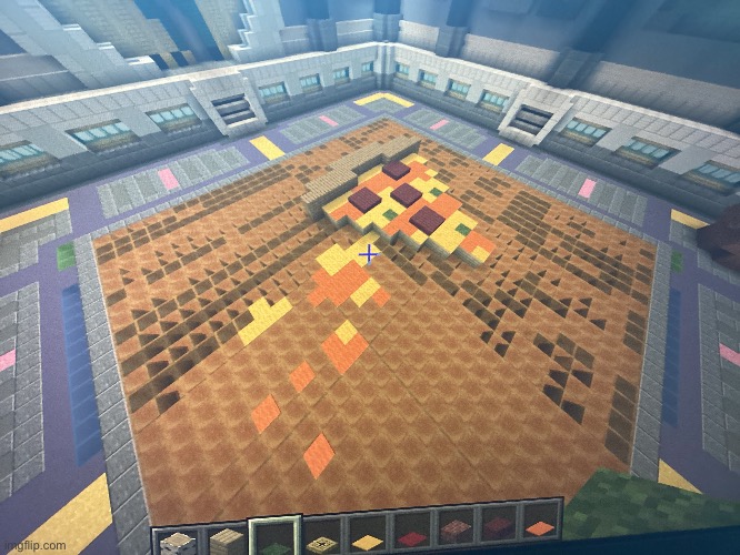 Thing I made for the Hive's build battle (theme was cheese) | image tagged in pizza,cheese,minecraft,the hive | made w/ Imgflip meme maker