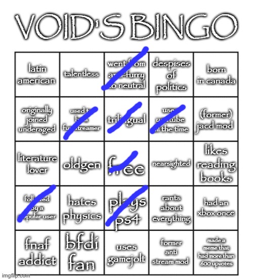 void's 2025 bingo | image tagged in void's 2025 bingo,msmg | made w/ Imgflip meme maker