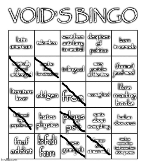 void's 2025 bingo | image tagged in void's 2025 bingo | made w/ Imgflip meme maker