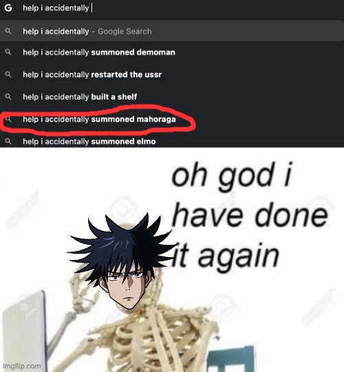 megumi stop!! | image tagged in oh god i done it again | made w/ Imgflip meme maker