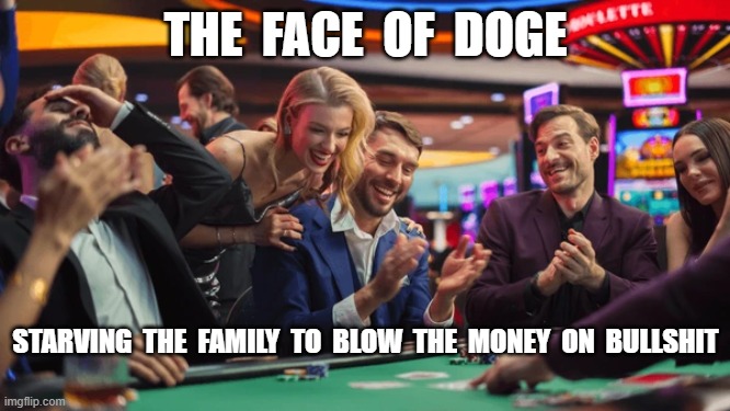 DOGE-Style | THE  FACE  OF  DOGE; STARVING  THE  FAMILY  TO  BLOW  THE  MONEY  ON  BULLSHIT | image tagged in doge | made w/ Imgflip meme maker