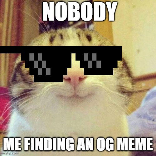 Smiling Cat | NOBODY; ME FINDING AN OG MEME | image tagged in memes,smiling cat | made w/ Imgflip meme maker
