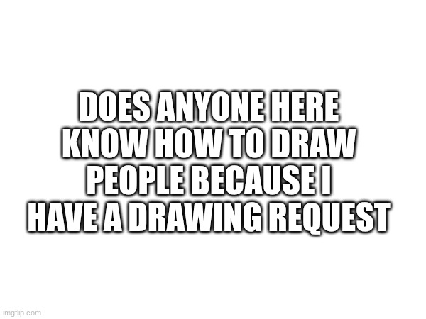 DOES ANYONE HERE KNOW HOW TO DRAW PEOPLE BECAUSE I HAVE A DRAWING REQUEST | image tagged in drawing | made w/ Imgflip meme maker